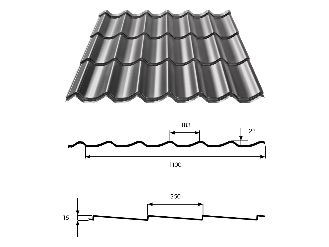 Bp2 Alfa Retro Matt színes acél cserepeslemez táblában