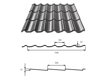 Bp2 Alfa Retro Matt színes acél cserepeslemez táblában