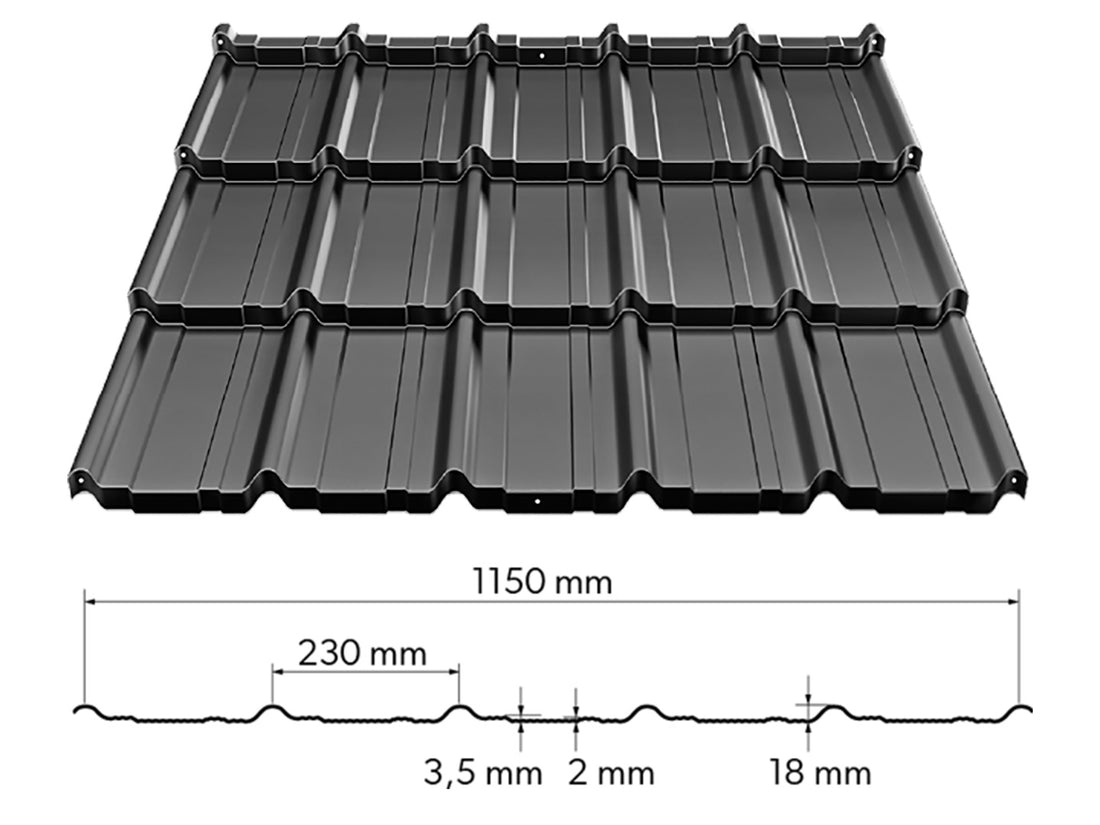 Bp2 Finn Poliészter fényes színes acél cserepeslemez táblában