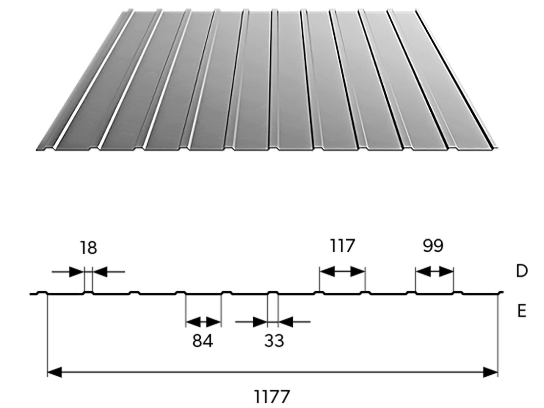 Bp2 T7 Alucink acél trapézlemez táblában