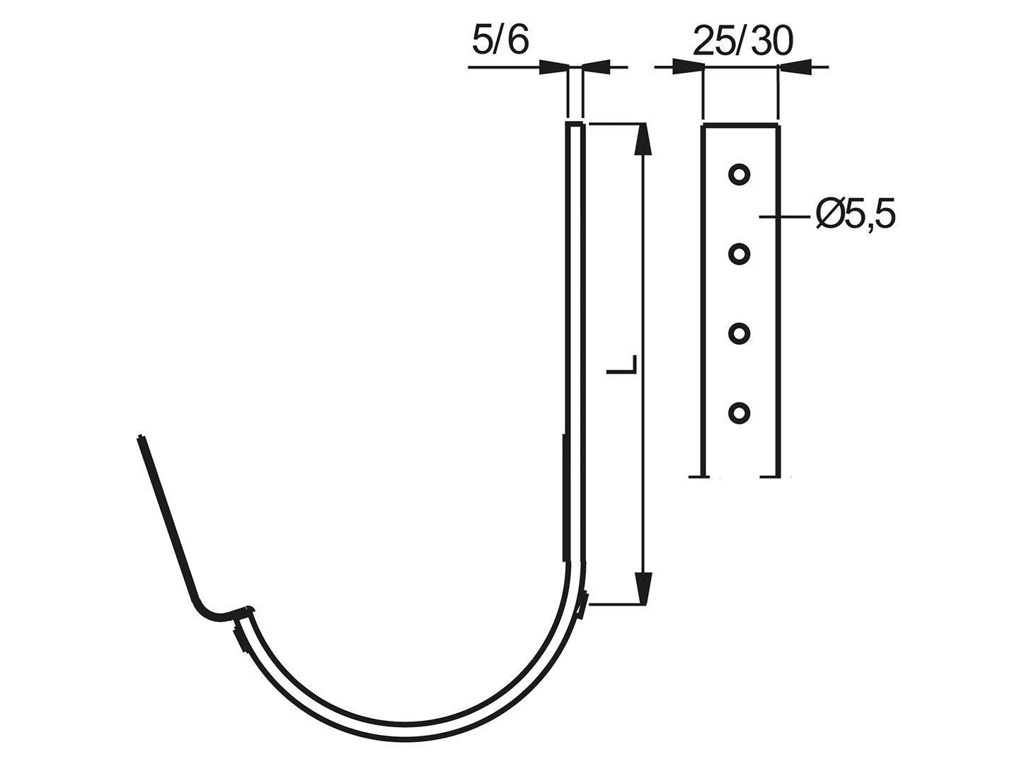 Lindab Színes acél K21 Csatornatartó szegecselt rögzítőnyelvvel félkörszelvényű függő ereszcsatornához 125