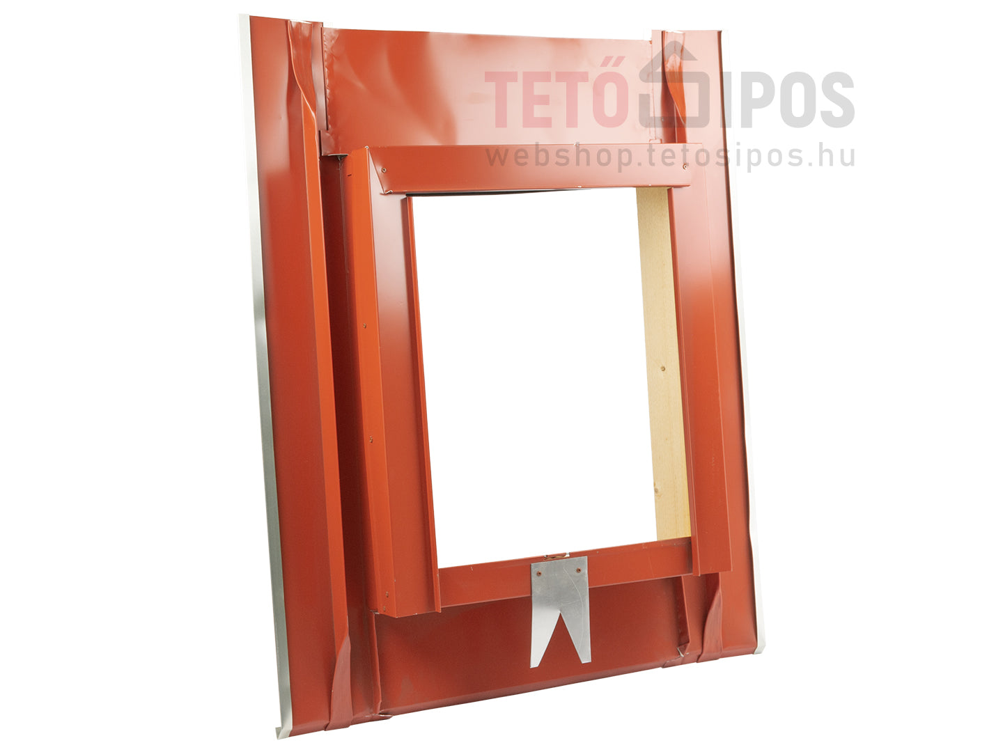 Téglavörös alumínium tetőbevilágító üveggel